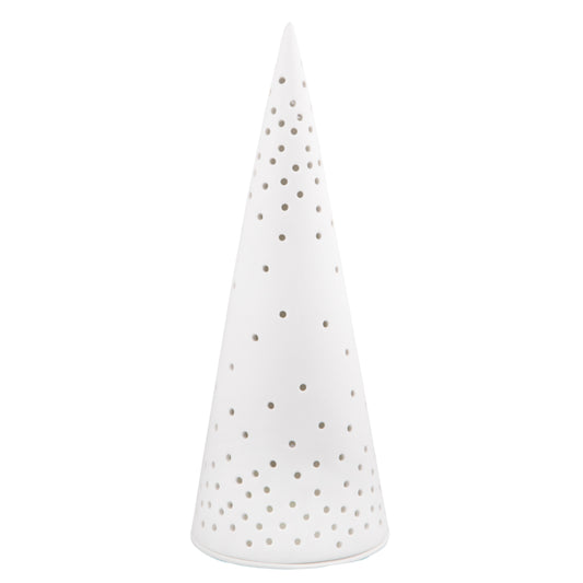 White Porcelain Large LED Christmas Tree – Elegant Holiday Accent Light for Mantel, Holiday Village & Table Decor