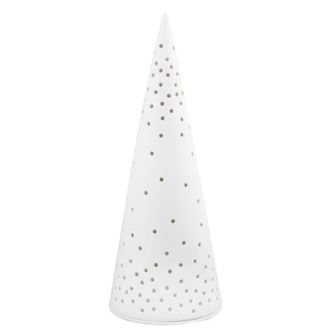 White Porcelain Large LED Christmas Tree – Elegant Holiday Accent Light for Mantel, Holiday Village & Table Decor