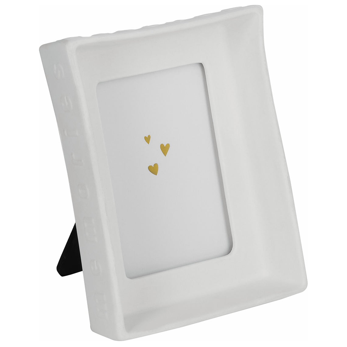White Porcelain Picture Frame for Wallet Size Photos - Standing or Hanging Picture Frame