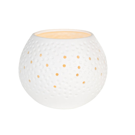 White Porcelain Tealight Candle Holder with Pattern Light Effects