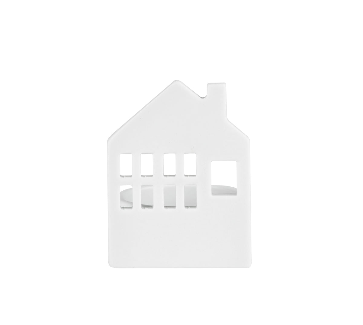White Porcelain Village House Tealight Holder – Minimalist Christmas Décor - Handcrafted