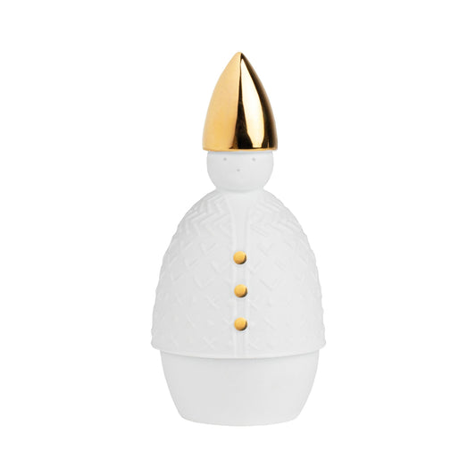 White Porcelain and Gold Scandinavian Christmas Figurines for Holiday Décor - Handcrafted Santas and Gnomes