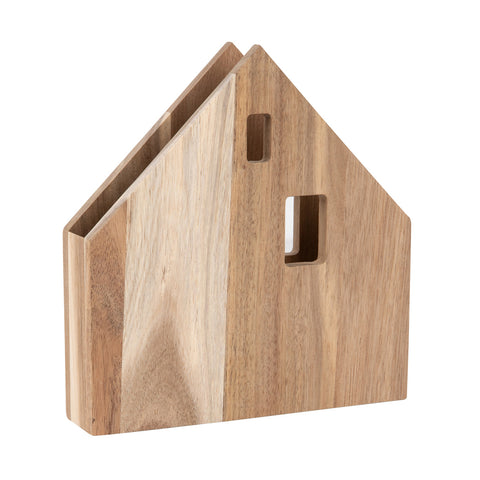 Wooden Napkin Holder in a Village House Shape for Kitchen or Dining Table